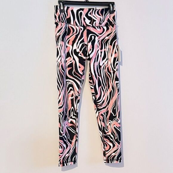 DKNY Women's Marble Print 7/8 Leggings pants Red Size Small - Picture 6 of 10